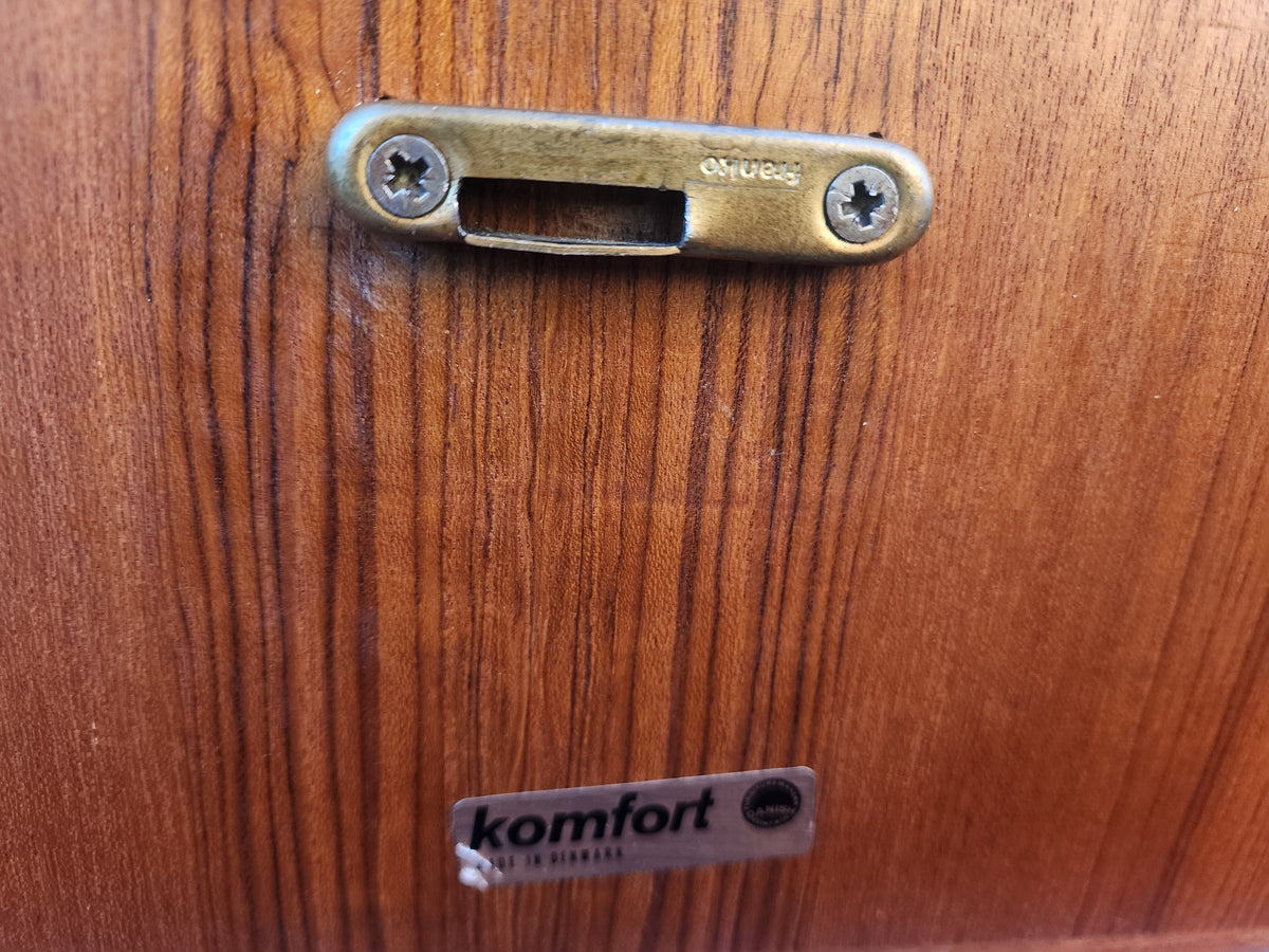 REFINISHED Danish MCM Floating Teak Bed  Queen size & Dresser by Komfort