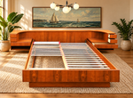 REFINISHED Danish MCM Floating Teak Bed  Queen size & Dresser by Komfort 10