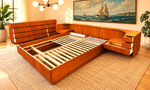 REFINISHED Danish MCM Floating Teak Bed  Queen size & Dresser by Komfort 12