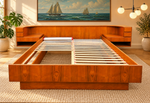 REFINISHED Danish MCM Floating Teak Bed  Queen size & Dresser by Komfort 2