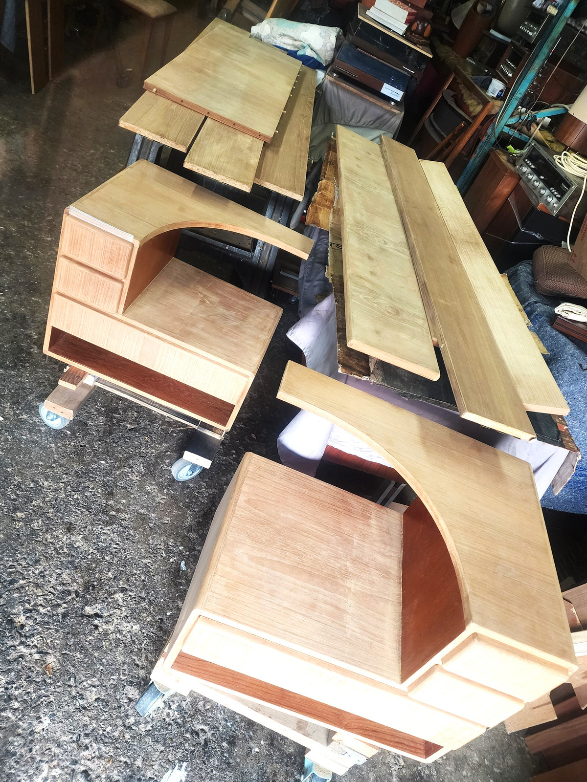 REFINISHED Danish MCM Floating Teak Bed  Queen size & Dresser by Komfort
