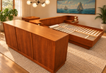 REFINISHED Danish MCM Floating Teak Bed  Queen size & Dresser by Komfort 7
