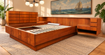 REFINISHED Danish MCM Floating Teak Bed  Queen size & Dresser by Komfort 8