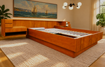 REFINISHED Danish MCM Floating Teak Bed  Queen size & Dresser by Komfort 9