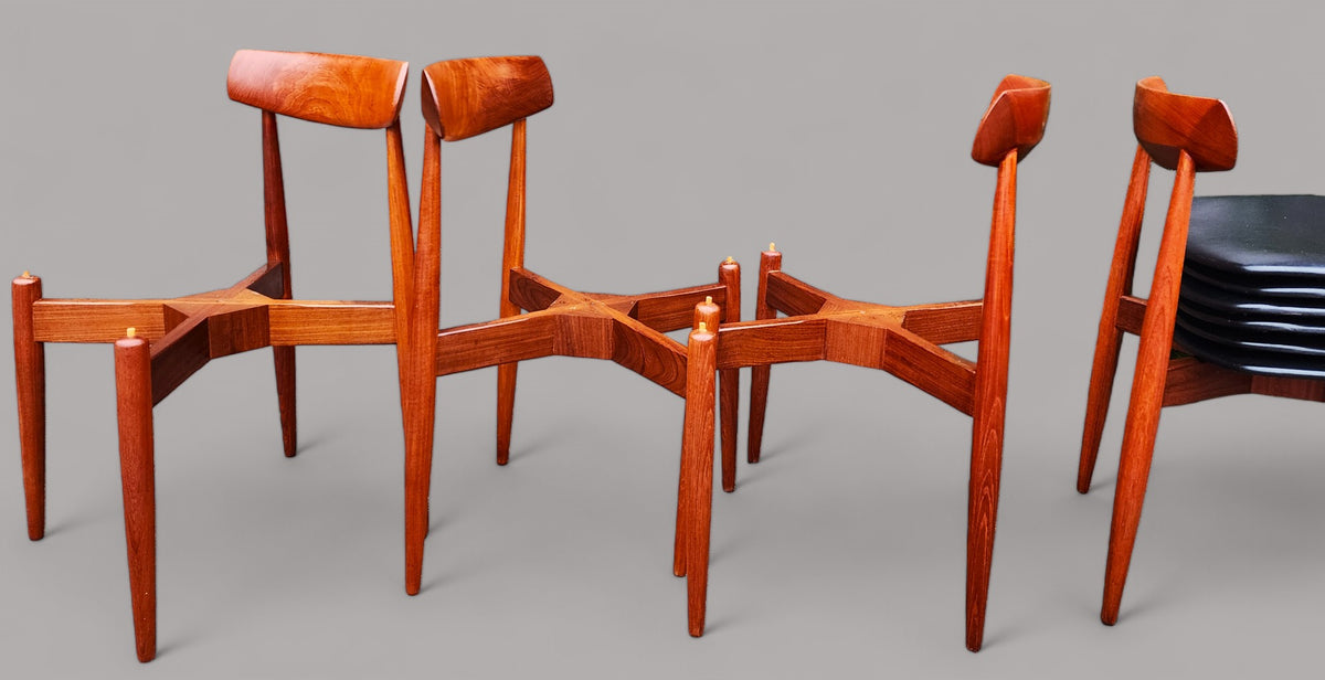 6 REFINISHED Danish MCM Teak Chairs by H.W. Klein for Bramin, REUPHOLSTERED