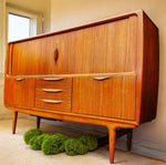 Danish Mid Century Modern Teak Tambour Highboard by Johannes Andersen, model U-18, 78.5