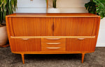 Danish Mid Century Modern Teak Tambour Highboard by Johannes Andersen, model U-18, 78.5