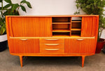 Danish Mid Century Modern Teak Tambour Highboard by Johannes Andersen, model U-18, 78.5