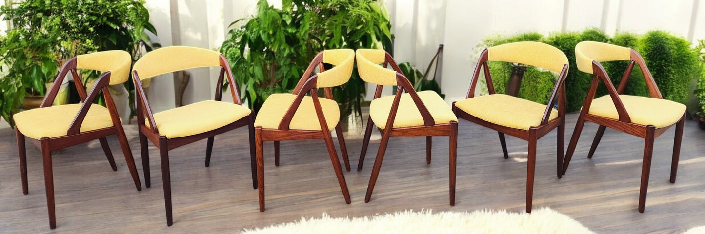 6 RESTORED REUPHOLSTERED Danish MCM Kai Kristiansen Teak Chairs, Model 31