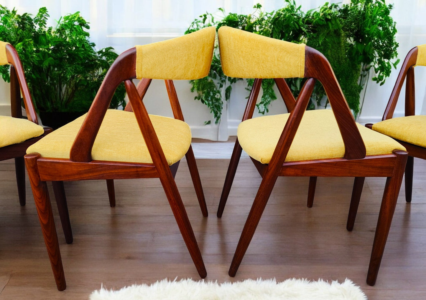 6 RESTORED REUPHOLSTERED Danish MCM Kai Kristiansen Teak Chairs, Model 31