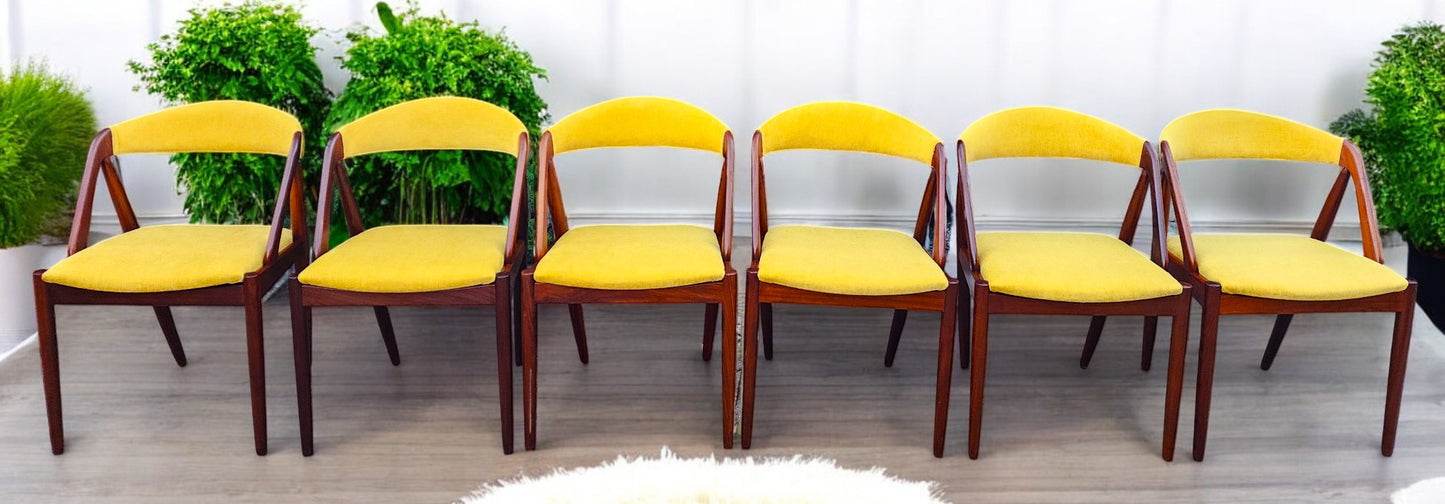 6 RESTORED REUPHOLSTERED Danish MCM Kai Kristiansen Teak Chairs, Model 31