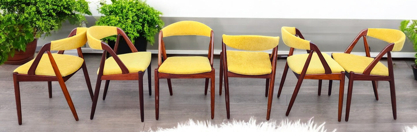 6 RESTORED REUPHOLSTERED Danish MCM Kai Kristiansen Teak Chairs, Model 31
