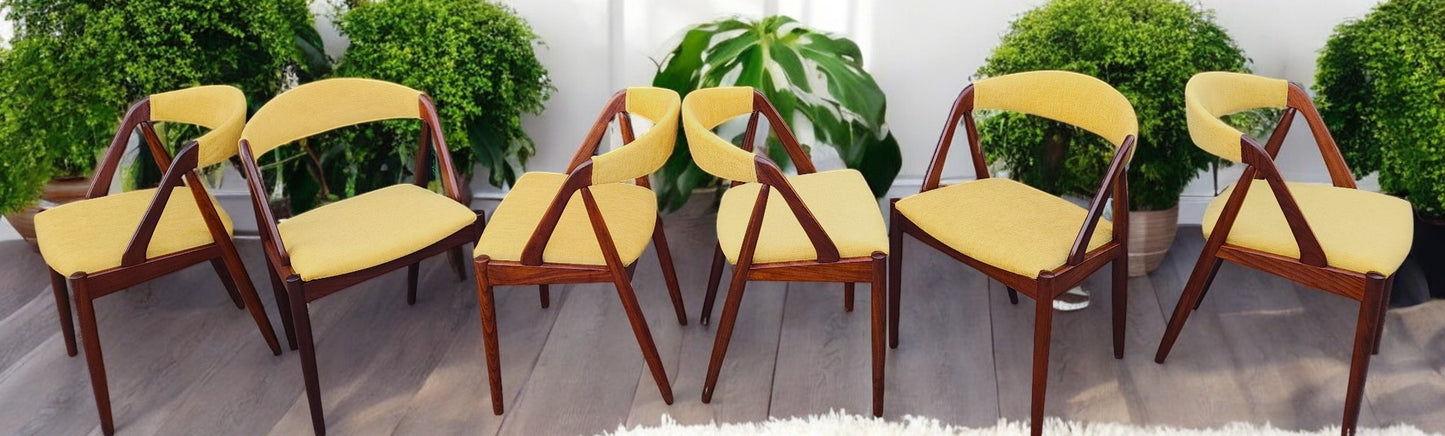 6 RESTORED REUPHOLSTERED Danish MCM Kai Kristiansen Teak Chairs, Model 31