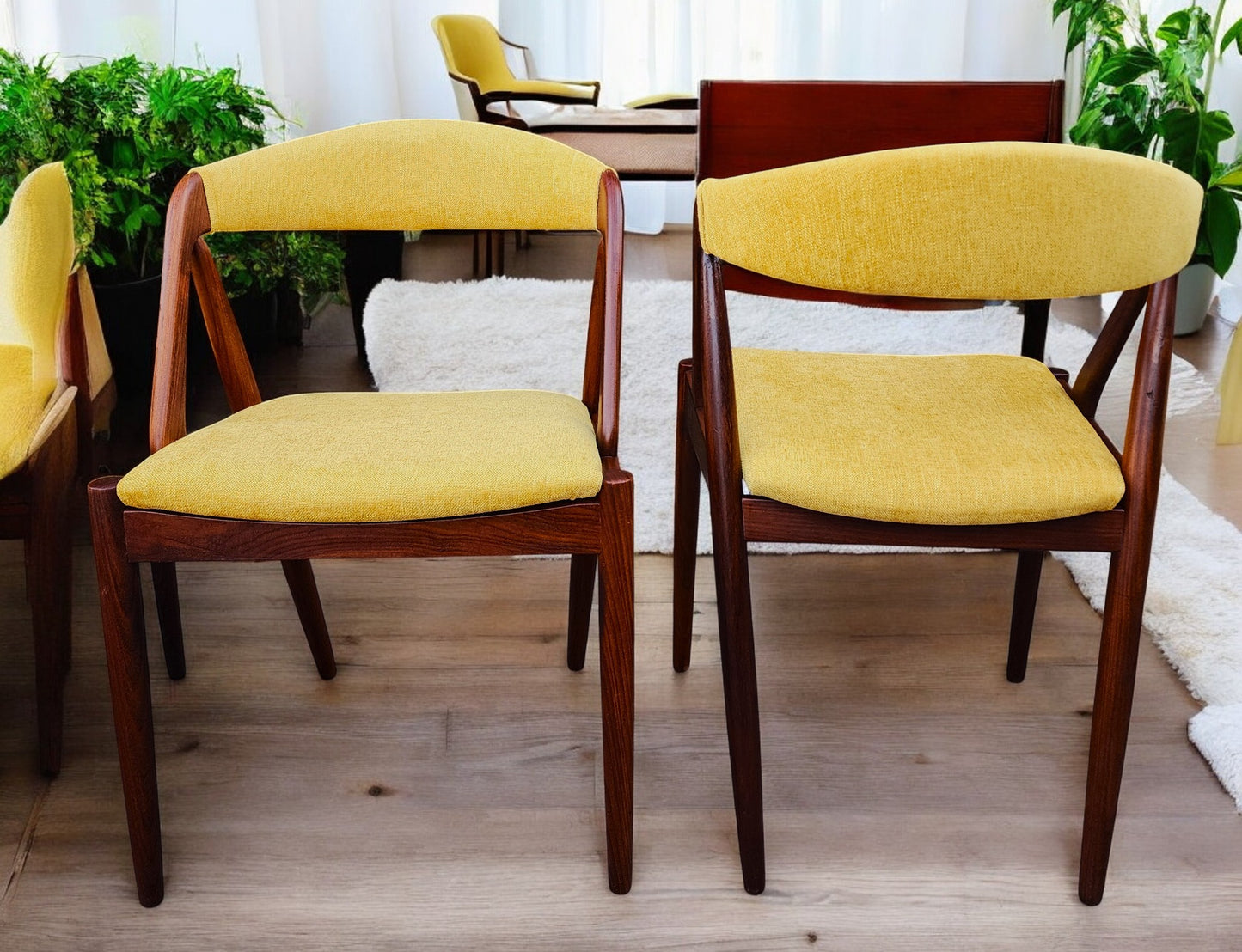 6 RESTORED REUPHOLSTERED Danish MCM Kai Kristiansen Teak Chairs, Model 31