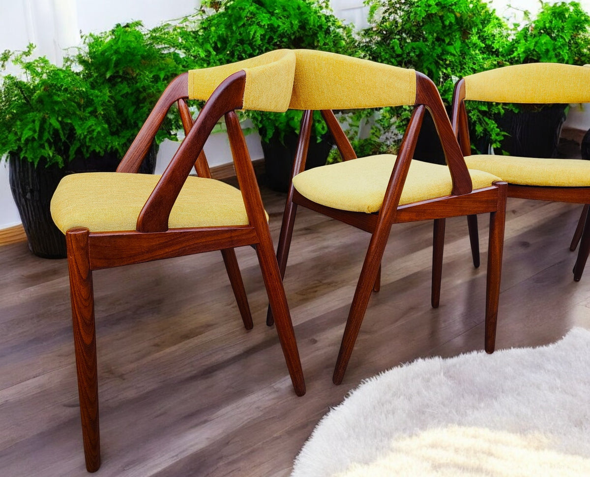 6 RESTORED REUPHOLSTERED Danish MCM Kai Kristiansen Teak Chairs, Model 31