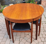 REFINISHED Danish MCM ROUNDETTE Teak Extension Table & 4 Chairs by Hans Olsen 15
