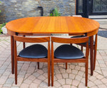 REFINISHED Danish MCM ROUNDETTE Teak Extension Table & 4 Chairs by Hans Olsen 9