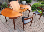 REFINISHED Danish MCM ROUNDETTE Teak Extension Table & 4 Chairs by Hans Olsen 3