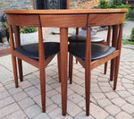 REFINISHED Danish MCM ROUNDETTE Teak Extension Table & 4 Chairs by Hans Olsen 14