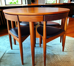 REFINISHED Danish MCM ROUNDETTE Teak Dining Table & 4 Chairs by Hans Olsen 5