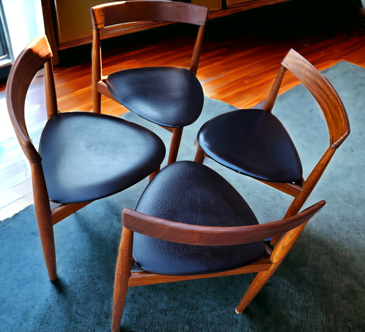 REFINISHED Danish MCM ROUNDETTE Teak Dining Table & 4 Chairs by Hans Olsen
