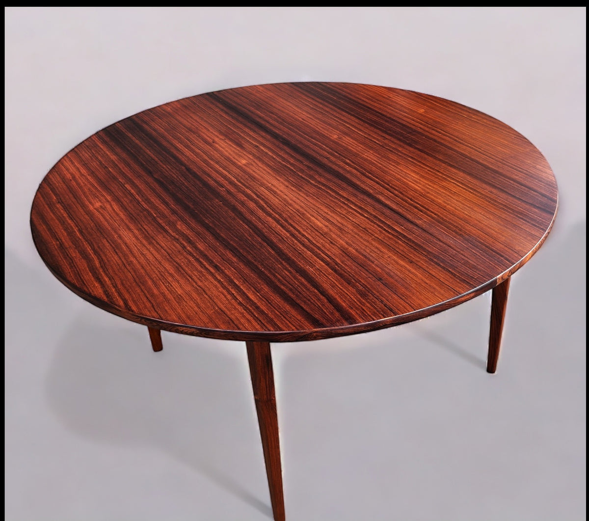 REFINISHED Danish MCM Rio Rosewood Table Round to Oval by Niels Moller 50
