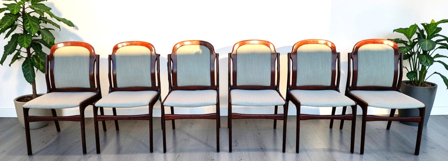 6 RESTORED Danish Mid Century Modern Rosewood Chairs