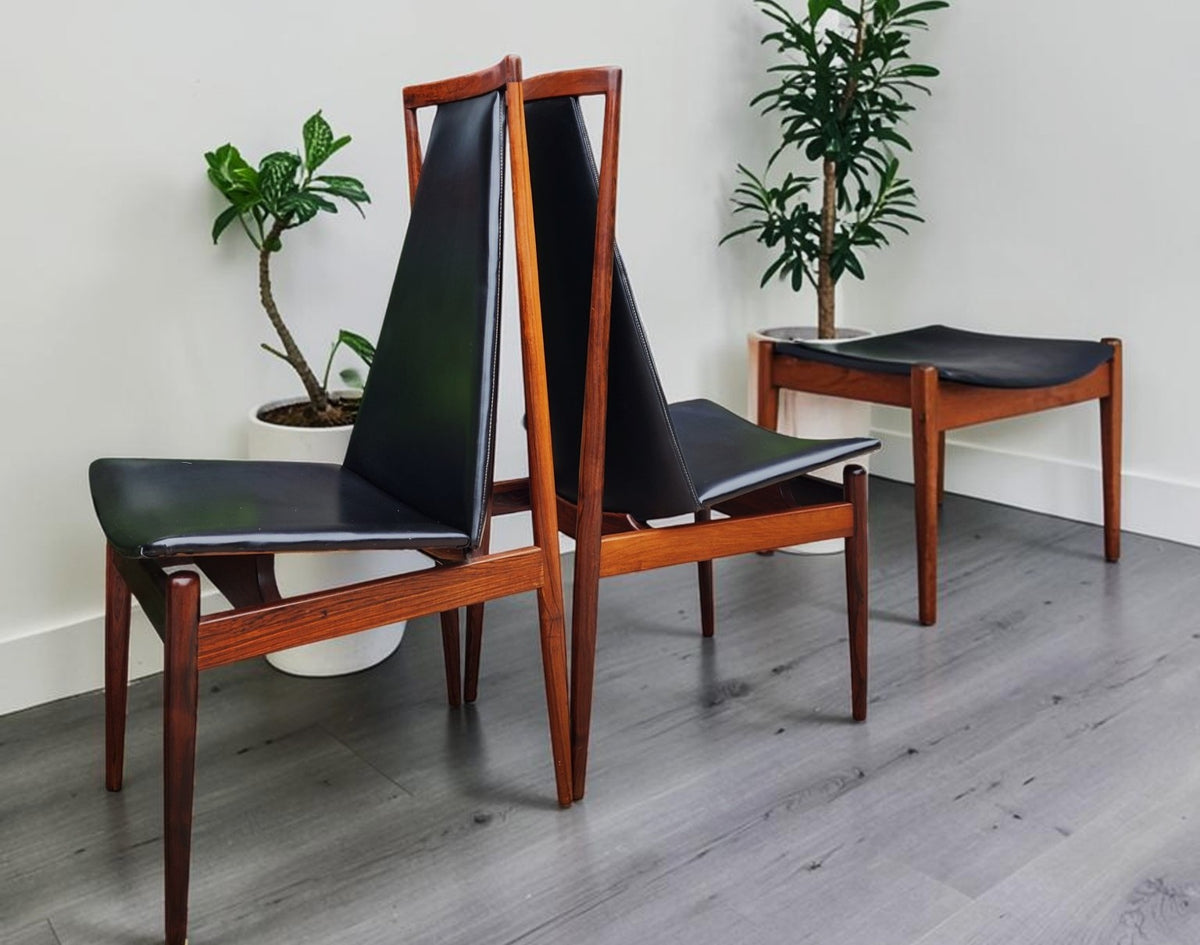 4 RESTORED Danish Mid Century Modern Rosewood Chairs