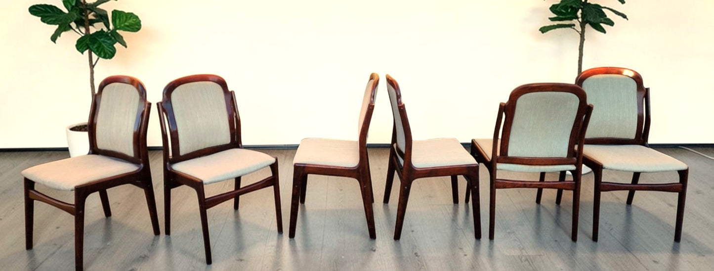 6 RESTORED Danish Mid Century Modern Rosewood Chairs