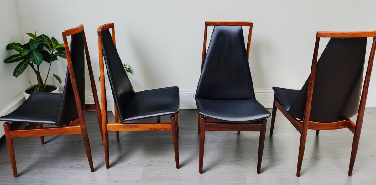 4 RESTORED Danish Mid Century Modern Rosewood Chairs