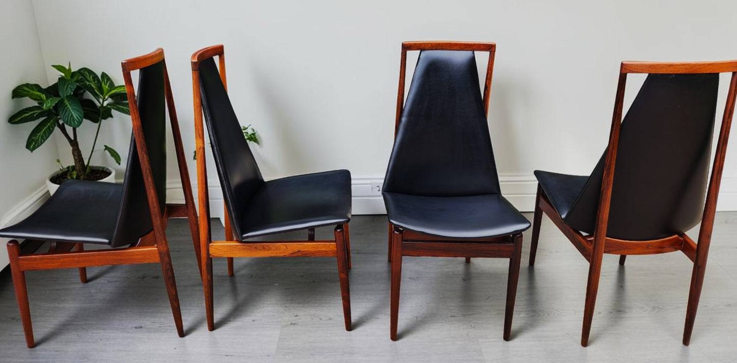 4 RESTORED Danish Mid Century Modern Rosewood Chairs