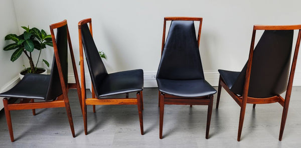 4 RESTORED Danish Mid Century Modern Rosewood Chairs