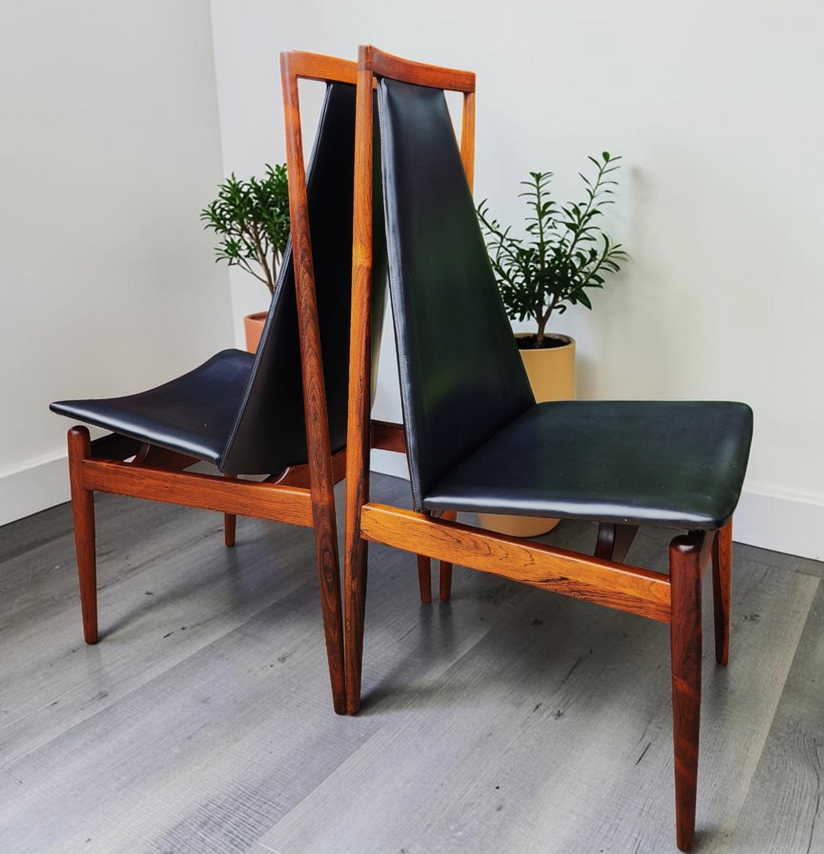 4 RESTORED Danish Mid Century Modern Rosewood Chairs