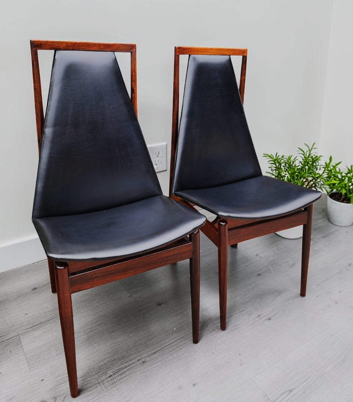 4 RESTORED Danish Mid Century Modern Rosewood Chairs