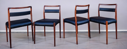 4 REFINISHED REUPHOLSTERED Danish Mid Century Modern Rosewood Chairs by Kai Kristiansen