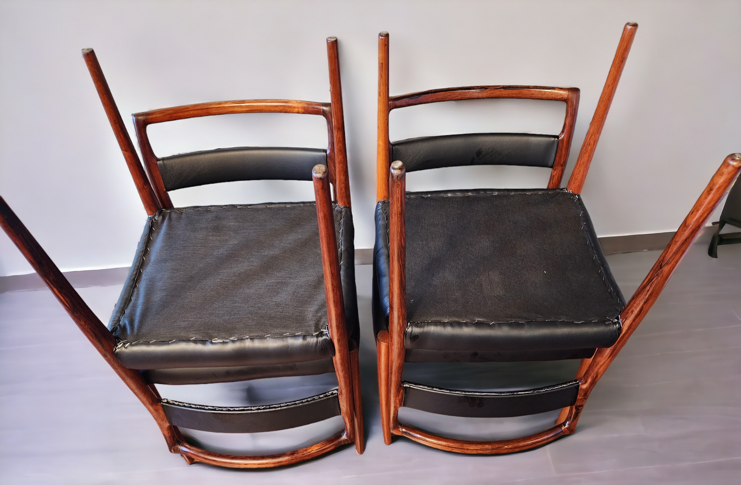 4 REFINISHED REUPHOLSTERED Danish Mid Century Modern Rosewood Chairs by Kai Kristiansen