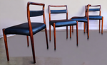 4 REFINISHED REUPHOLSTERED Danish Mid Century Modern Rosewood Chairs by Kai Kristiansen 6