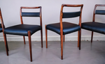 4 REFINISHED REUPHOLSTERED Danish Mid Century Modern Rosewood Chairs by Kai Kristiansen 8