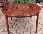 REFINISHED Danish Mid Century Modern Rio Rosewood Table Round to Oval  2 Leaves by H. Kjaernulf 47