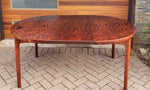 REFINISHED Danish Mid Century Modern Rio Rosewood Table Round to Oval  2 Leaves by H. Kjaernulf 47