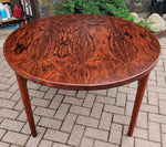 REFINISHED Danish Mid Century Modern Rio Rosewood Table Round to Oval  2 Leaves by H. Kjaernulf 47