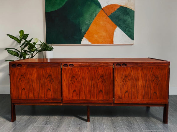 RESTORED Danish MCM Rosewood Sideboard by Ib Kofod Larsen for Faarup 6 ft