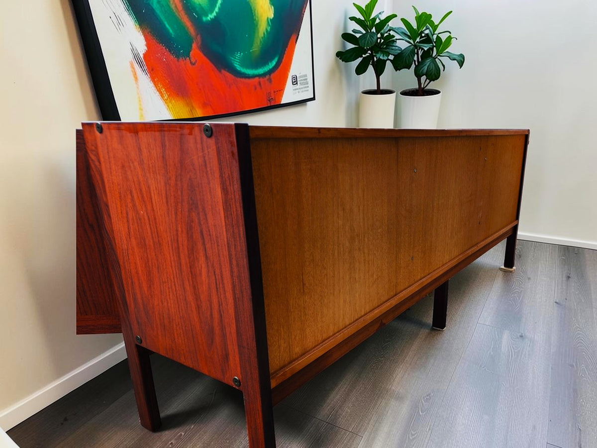 RESTORED Danish MCM Rosewood Sideboard by Ib Kofod Larsen for Faarup 6 ft