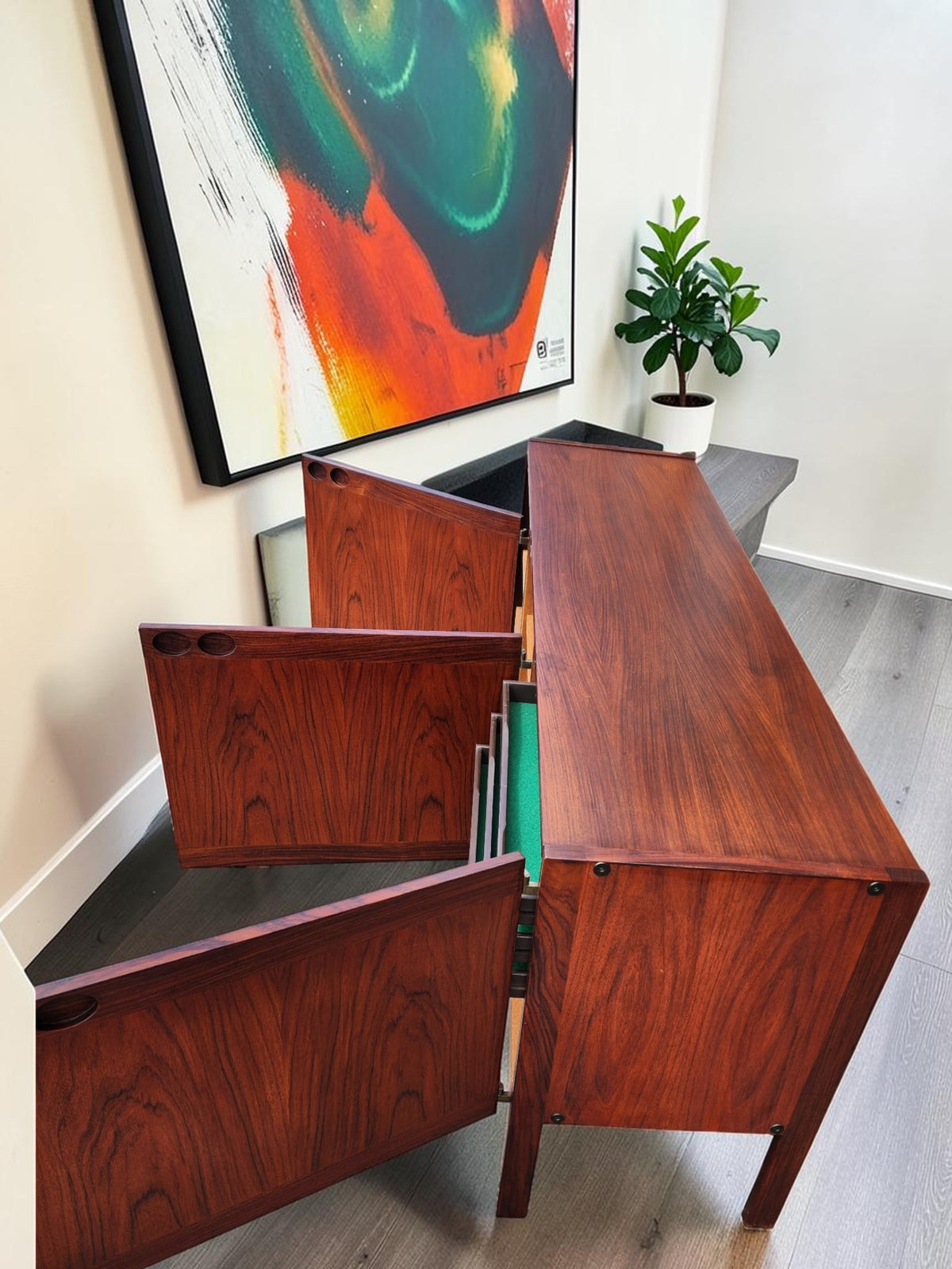 RESTORED Danish MCM Rosewood Sideboard by Ib Kofod Larsen for Faarup 6 ft