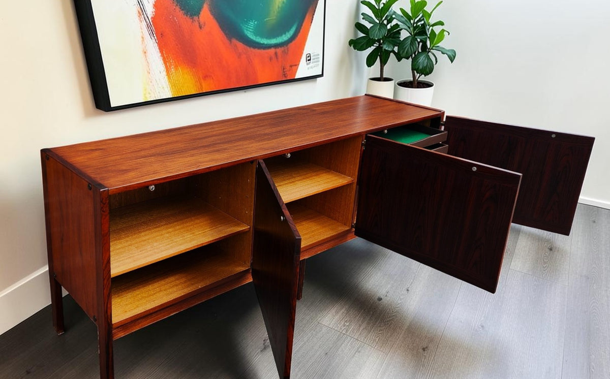 RESTORED Danish MCM Rosewood Sideboard by Ib Kofod Larsen for Faarup 6 ft
