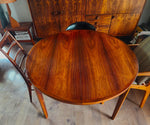 REFINISHED Danish MCM Rosewood Table Round w 2 Leaves by H.Rosengren Hansen 47