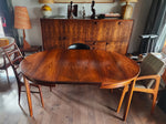 REFINISHED Danish MCM Rosewood Table Round w 2 Leaves by H.Rosengren Hansen 47
