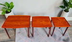 REFINISHED Danish Mid Century Modern 3 Teak Nesting Tables by Mobelintarsia 1