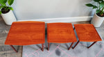 REFINISHED Danish Mid Century Modern 3 Teak Nesting Tables by Mobelintarsia 15