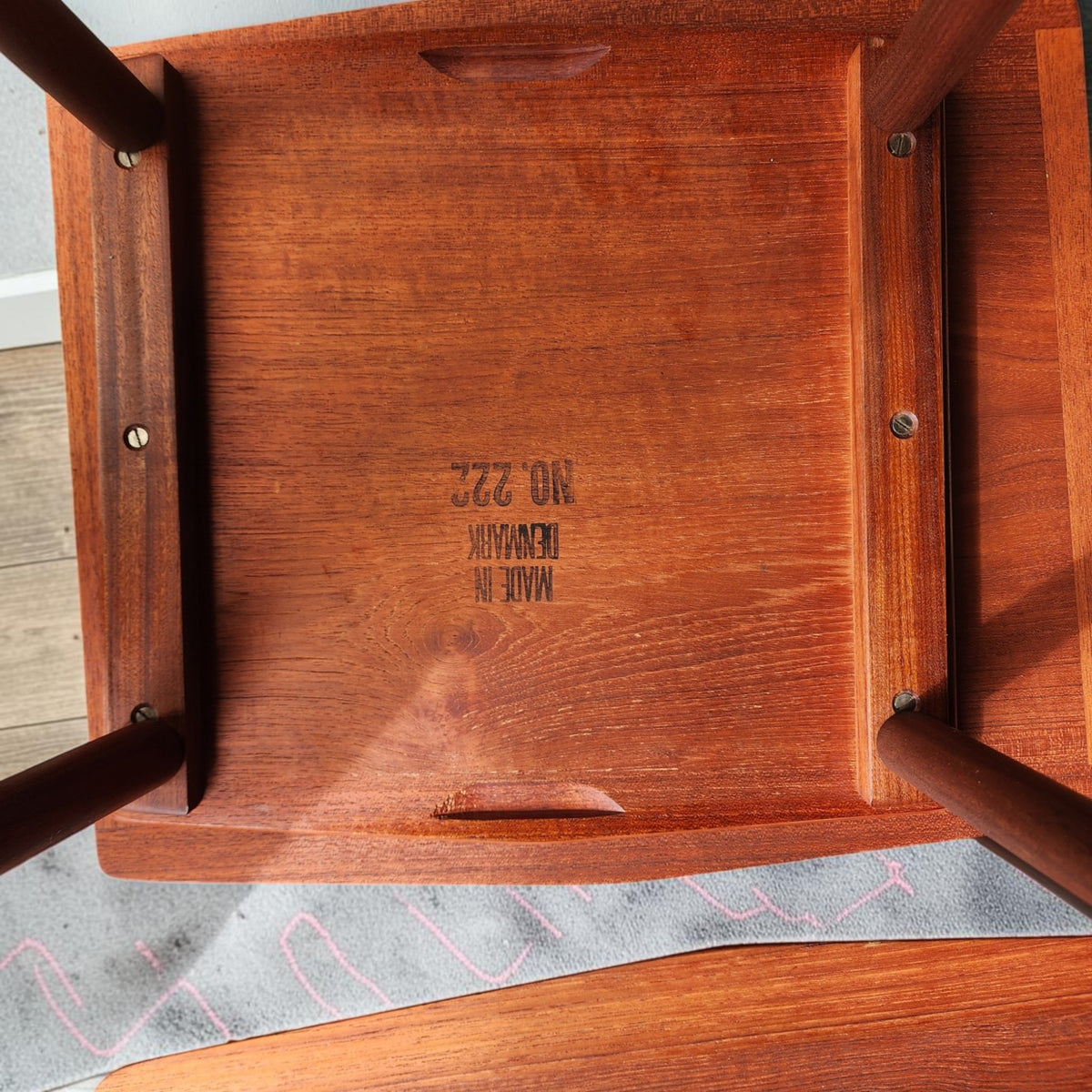 REFINISHED Danish Mid Century Modern 3 Teak Nesting Tables by Mobelintarsia